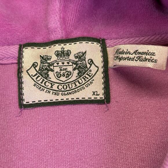 Vintage Y2K Juicy Couture Pink Velour Full Zip Hoodie Track Jacket Back Hit XL - Picture 5 of 12